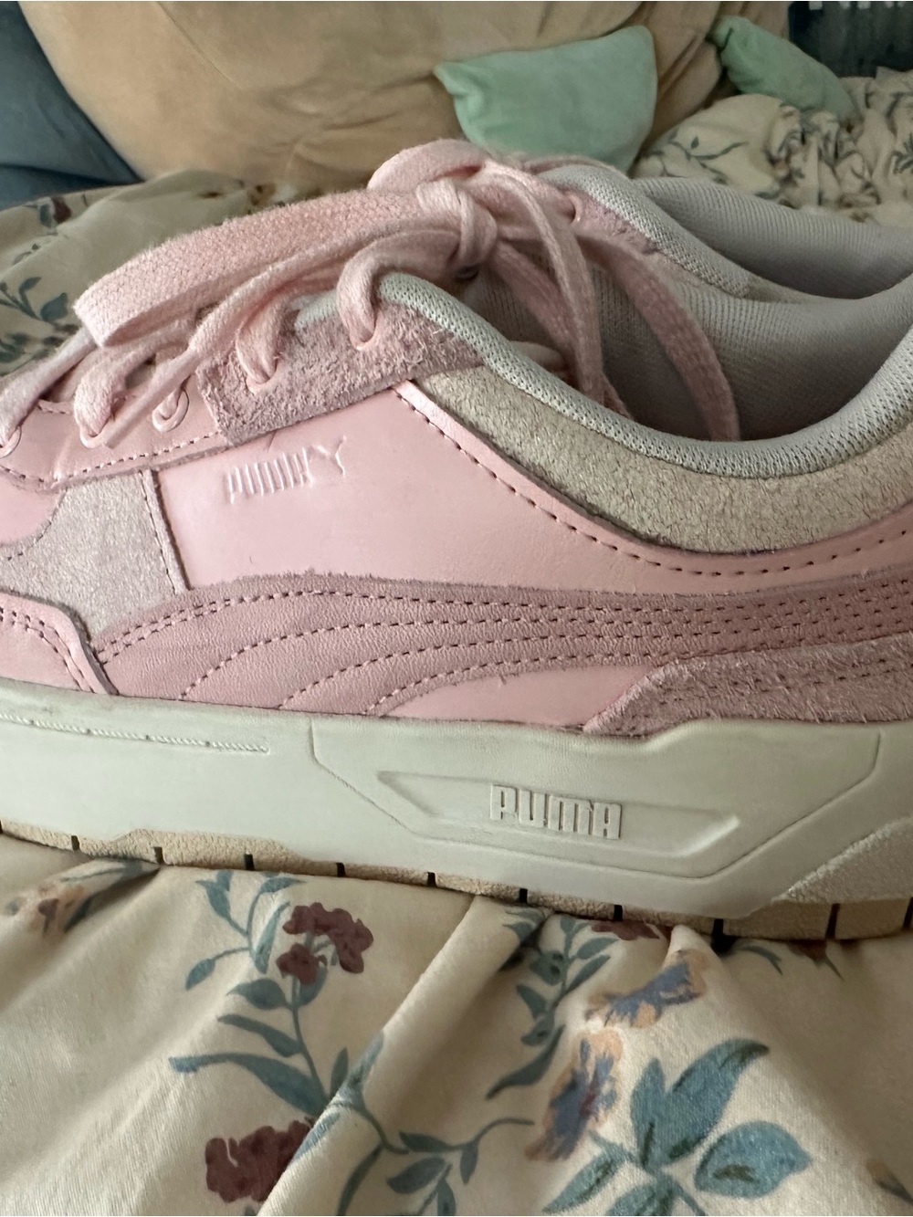 Puma Light Pink Suede & Leather Platform Sneaker